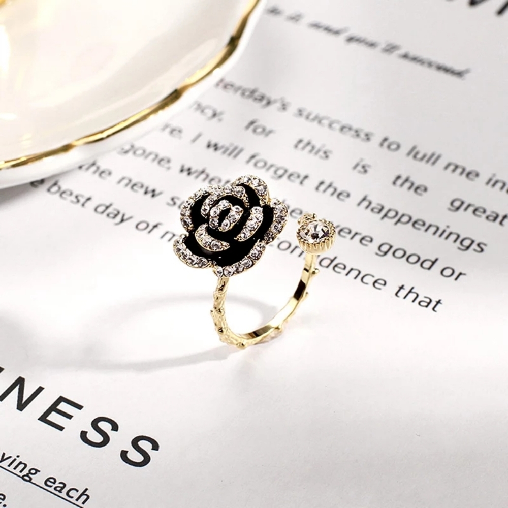 !NEW Gold Onyx Ring | Micropave Open Size Band Ring - Picture 6 of 16
